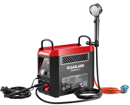 GASLAND Go Shower G3 Pro Propane Instantaneous Water Heater, 6 kW, Red, Outdoor Installation, Wall Mount, Portable Water Heater for Camping, Car Washing, Pet Bathing