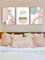 LIFKNVN Peinture murale sur toile rose, affiche abstraite, art mural bohème, images géométriques, impressions d'art, fleurs, feuilles vertes, affiches nordiques, salon, 40x60cmx3, sans cadre