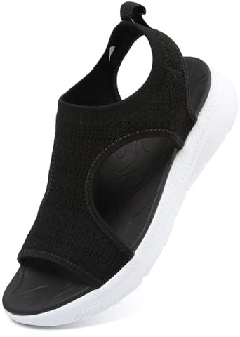 VTASQ Sandalias Mujer Verano Moda ortopédicas para Mujer Zapatos con Punta Abierta Cuña Lavable de Verano Sandalias para Caminar B/N 38EU