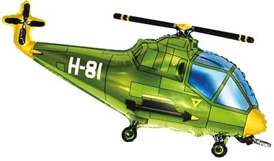 Luftballon in Form eines Militär-Helikopters, Grün, 91 cm, Party-Dekoration