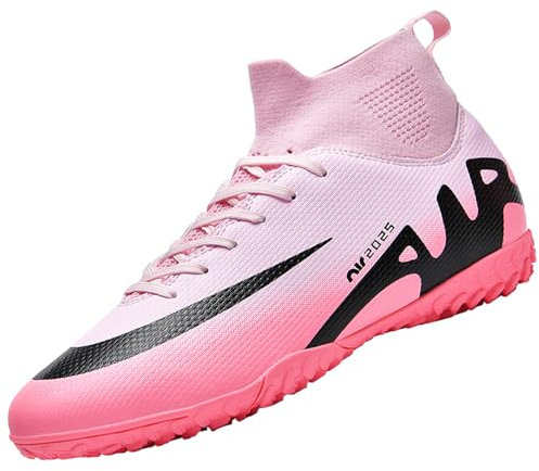 VTASQ Kinder Fußballschuhe Jungen Mädchen Fussballschuhe Sportliche Indoor Outdoor Athletic Soccer Schuhe Professionelle Trainingsschuhe Turf Football Schuhe Rosa EU36