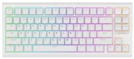 EPOMAKER G84 Teclado Mecánico para Juegos, Diseño 80%, RGB, Inalámbrico Tri-Modo(2.4GHz/BT/USB-C), Programable QMK/VIA, Hot-Swap, NKRO, Teclas PBT Translúcidas para Gamers (Blanco, Creamy Jade Switch)