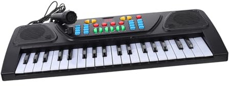 HEALSOPTHY 1 Satz Tastatur Mit 37 Tasten Kindermusikinstrument Klavier Zum Üben Von Musik Für Abs Black