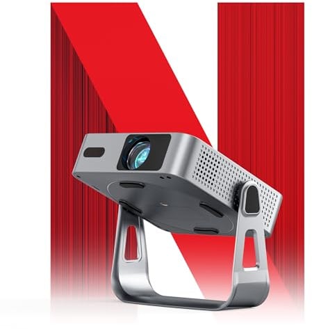 [Ultra-Thin & NetfIix Officially] Smart Mini Projector 4K, VISSPL Auto Focus & Keystone WiFi 6 & Bluetooth 27000 Lumen 1080P Full HD Portable Projector for Bedroom/Outdoor/Phone/iOS/Android