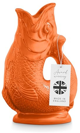 Wade Fish Jug, Handcrafted in Stoke-on-Trent England, Award-Winning Iconic UK Heritage Brand, English Earthenware, 1.2L, Orange, WA967803ORG