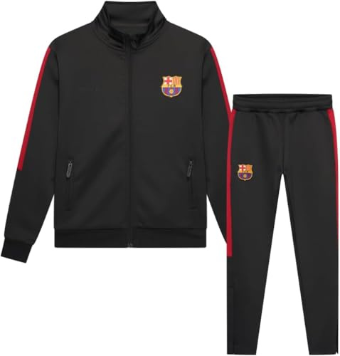 FC Barcelona Trainingsanzug Schwarz für Erwachsene - Größe S bis XXL - Schwarzer Barca Trainingsanzug Herren - Offizielles Produkt