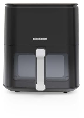 Melissa Digitale Heißluftfritteuse XL - 5 Liter Kapazität - 8 Voreinstellungen - Timer 60 Min - Touchscreen - Antihaftbeschichtung - mit Sichtfenster - Schwarz