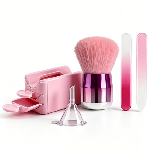 lootaan 5Pcs Dip Powder Nail Kit-Powder Recycling Tray Starter Set-Pink | Nail Prep Kit, Dip Powder Recycling Starter Set, Simple Step-by-Step Operation, Minimize Powder Waste, For Beginners & Salons