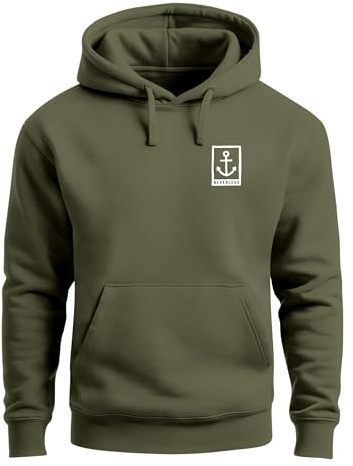 Neverless® Hoodie Herren Anker Logo Maritim Print Aufdruck Motiv Kapuzen-Pullover Männer Fashion Streetstyle