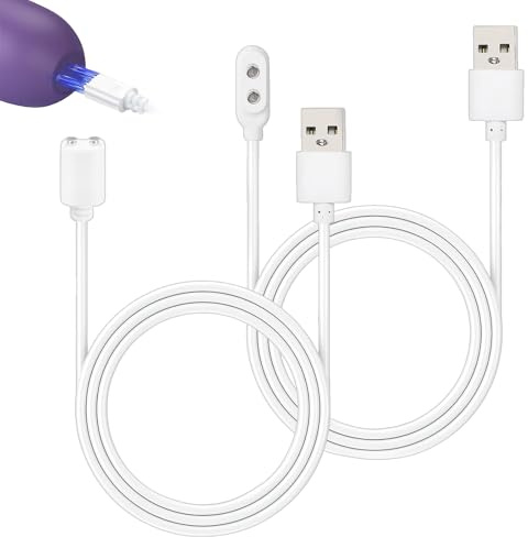 AOUZOVLI 2 Stück Ladekabel Magnetisch,7 MM Magnetische Usb-Dc-Ladekabel,Vibrator Ladekabel,Kompatibel Mit Satisfyer Pro 2,Geeignet Für Taschenlampen,Massagegeräte Und Led-Linsen,Weiß, 0,8M