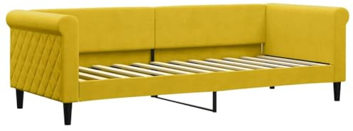 mtlskopl Tagesbett Gelb 80x200 cm Sofa Bett mit Samtbezug, Modernes Schlafsofa mit Lattenrost und Schaumstoff-Polsterung, Vielseitiges Couchbett Gestell für Wohnzimmer und Gästezimmer