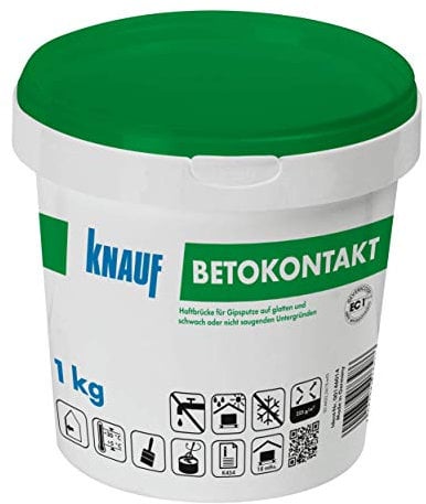 Knauf Betokontakt für eine verbesserte Haftung von Putzen, 1 kg – Putz-Grundierung für Beton, Haft-Grund vor dem Auftragen von Gips-Putz, Gipsdünn-Putz und Gipskalk-Putz