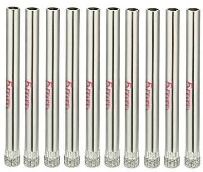 sourcingmap 10PCS 1/5-inch/5mm Diamond Coated Hole Saw Drill Bits for Glass Ceramic Tile Marble Rock Porcelain Bottles Pots Brick