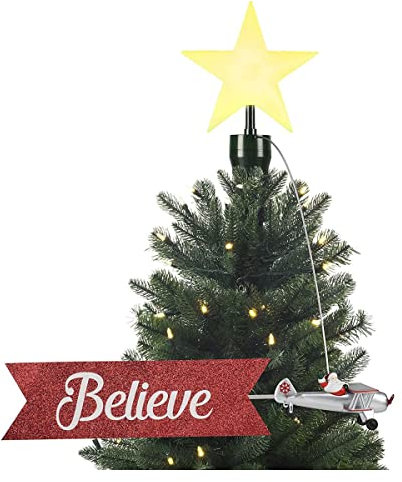 Mr. Christmas Weihnachtsbaumspitze mit Doppeldecker und Stern, Rot, Weihnachten, Winter, Baumspitze