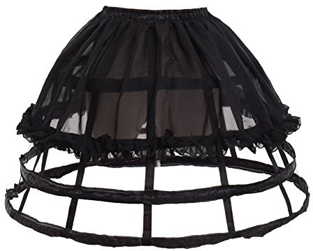 GRACEART 4 Cerchi Sottoveste Vittoriano Crinolina Borsa Gonna a Gabbia Cosplay Gonna a Cerchio (Nero)