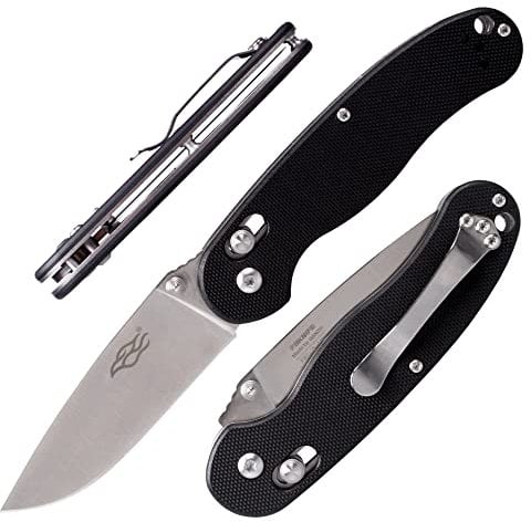 Firebird GANZO FB727S-BK Cuchillo plegable de bolsillo Hoja de acero inoxidable 440C G-10 Mango antideslizante con clip Camping Pesca Carpeta al aire libre Cuchillo EDC (Noir)