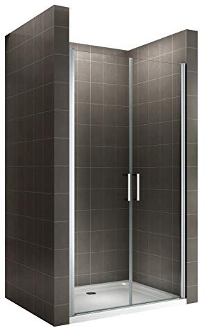 i-flair Duschtür LARA 80x180 cm Verstellbereich von 80-83 cm, Höhe: 180 cm, Duschabtrennung aus 6 mm durchsichtigem ESG Sicherheitsglas mit Nanobeschichtung und Edelstahlgriffe - Alle Größen NC