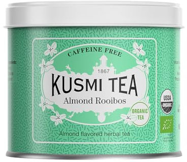 Kusmi Tea - Rooibos Mandel - Loser Rotbusch Bio Tee mit natürlichem Mandelaroma - Cremiger Rooibos Tee Aufguss - Koffeinfreier Kräutertee - Loser Tee - 100 g Metalldose - Menge für etwa 50 Tassen