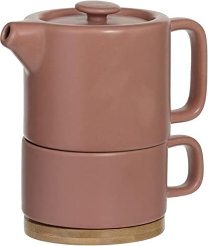 Secret de Gourmet - Théière Solitaire Nature Terra en céramique avec Tasse amovible intégrée