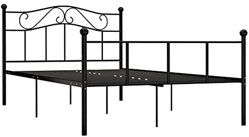 vidaXL Bettgestell Bett Metallbett Schlafzimmerbett Doppelbett Bettrahmen Schlafzimmermöbel Ehebett Lattenrost Schwarz Metall 160x200cm