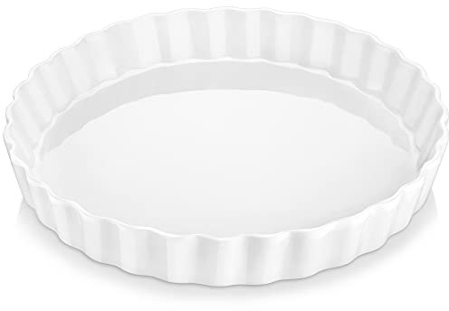 LOVECASA Molde Quiche Tarta 27cm Porcelana Molde para Horno Pan Pastel Lasaña Pizza Bandeja Hornear Redondas
