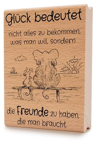 NEWSTAMPS Stempel Glück bedeutet Motivstempel groß aus Holz & Gummi zum Karten basteln, Holzstempel, Sprüche, Spruchstempel, Textstempel, Schrift, Scrapbook, Textilstempel, Deko