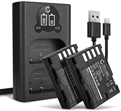 CELLONIC, Battery for Camera compatible with Panasonic Lumix DC-GH5, DC-G9, DMC-GH4 (7.4V, 2000mAh) 2 Pieces + Dual Charger
