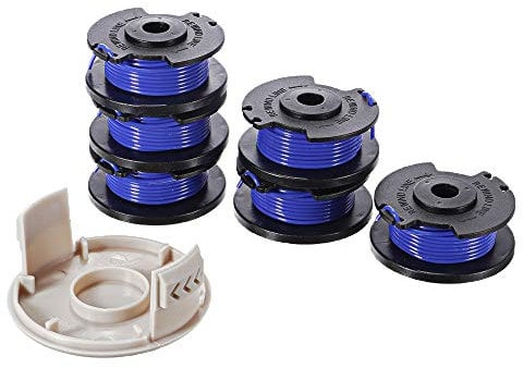 ZOYOSI 6+1 String Trimmer Spool Replacement for Ryobi One+ AC14RL3A 18V 24V 40V 11ft 0.065 Inch Auto Feed Cordless Weed Eater Spools Line with AC14HCA Cap Covers Parts