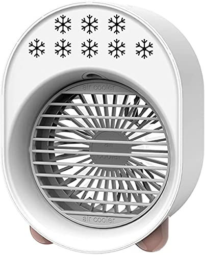 Mini Refroidisseur d'air 3 Vitesses Climatiseur de Table avec Lumière d'ambiance LED pour Maison Bureau Piles Non Incluses