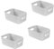 Bgfuni Set of 4 Small Plastic Storage Baskets for Office, Home and Kitchen - White Tidy Organiser, Studio and Shelf Baskets - 20 x 14 x 7.5cm (Grey)