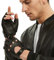 NOVBJECT Herren Fingerlose Lederhandschuhe Hirschleder Halber Finger Ungefüttert Motorrad Outdoor Autohandschuhe (Schwarz,S)
