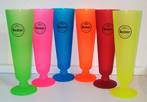 Rofu Warsteiner Tulpen / 6 x 0,2 L./ Sonderedition/Neonfarben Gläser/Biergläser/Gläser/Pilsgläser