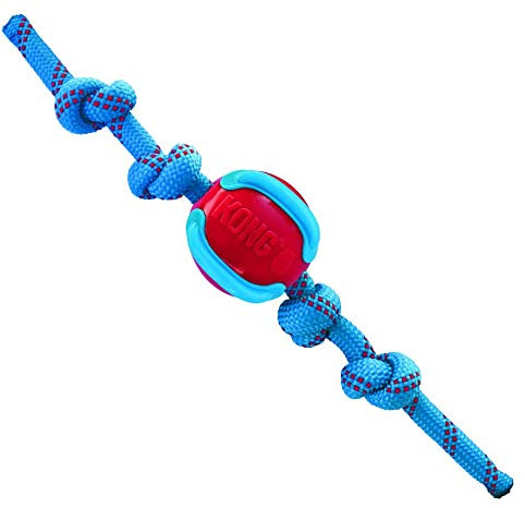 Kong Jaxx Brights Ball w/Rope M - 30,5x6,4x6,4cm Couleurs mélangées