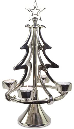 Riffelmacher Kerzenständer Weihnachtsbaum - Silber 22 x 37 cm | 24170 - Adventsdekoration