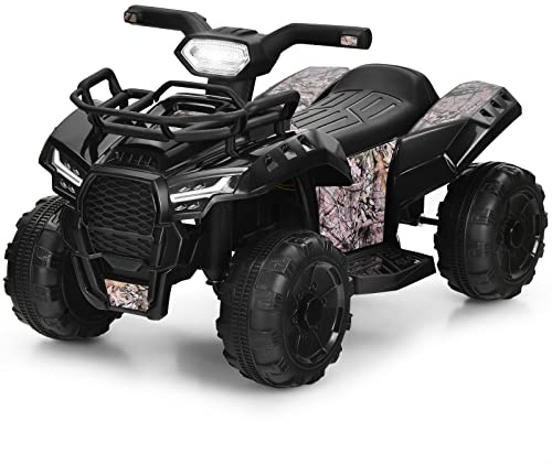 COSTWAY Quad Elettrico per Bambini, Auto Elettrica Cavalcabile con luce LED Musica e Box Anteriore, Mini Quad Regalo per Bambini 18-36 Mesi (Nero)