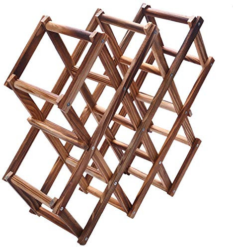 Ghulumn en Bois Rouge Casier a Vin 10 Porte-Bouteille Mont Bar Presentoir Pliant Bois Vin Casier Alcool Soins Bouteille Porte-Bouteilles