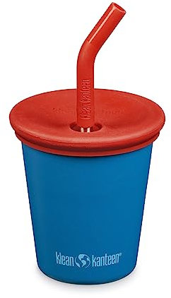 Klean Kanteen Kid Cup 10oz Stainless Steel Cup with Spill-Poof Straw Lid - Mykonos Blue