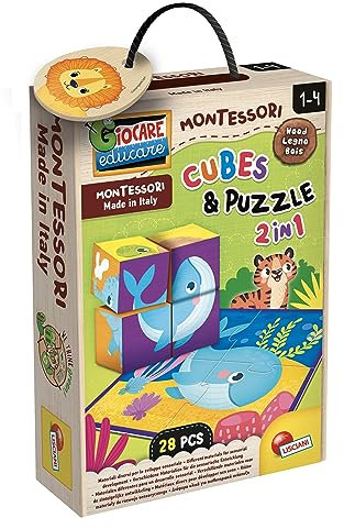 Lisciani Giochi - Montessori Wood Cubes and puzzle