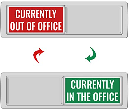 Currently in the Office Out of Office Sign for Door, Door Signs for Home or Medical, Easy to Read Magnetic Slider Indicator Sign Decor - Silver