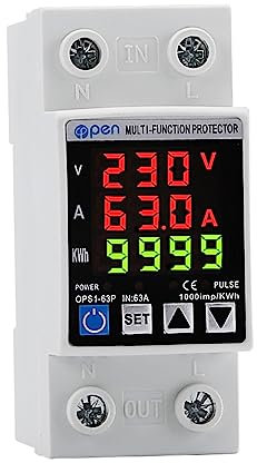 WEBN Stromzähler Hutschiene 1-Phase,63amp 230vac Zähler Stromzähler Voltmeter Amperemeter Überwachung Relais