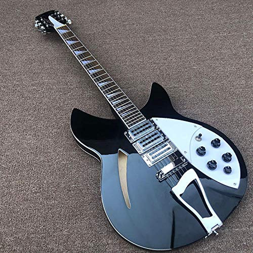 CAZARU Guitare 12 Cordes Guitare électrique Guitare électrique Corps de Peinture Noire avec Touche Triangulaire incrustée Guitare Acoustique Hyococ