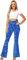 AOBUTE Frauen Hohe Taille Glocke Bottom Glänzende Flare Hosen Glitter 70er Jahre Hippie Kostüm, Sterne Königsblau, X-Klein