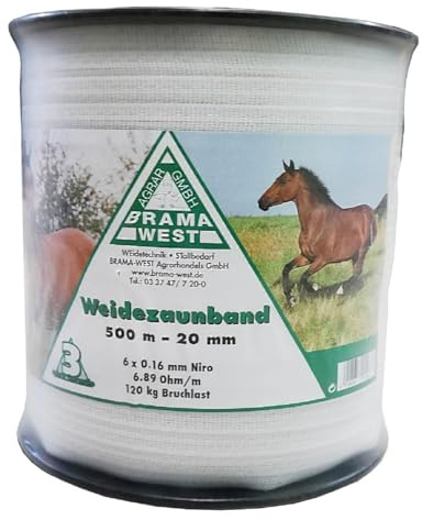 Brama West Breitband Weidezaunband 500m x 20 mm Elektrozaun Band Elektroband
