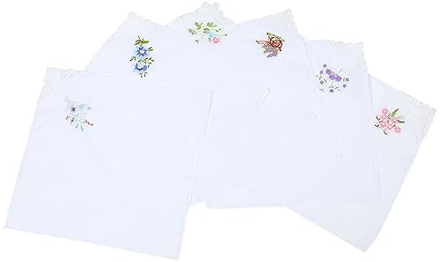 GALPADA Pack Baumwolltaschentücher mit Blumenstickerei und Spitze Damen