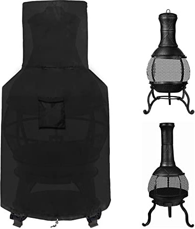 WOMACO Kaminabdeckung, wasserdicht, für Terrassenkamin, Feuerstelle, strapazierfähig, wetterbeständig, für den Außenbereich, Schornstein-Schutzhülle (74,9 cm D x 125 cm H, schwarz)