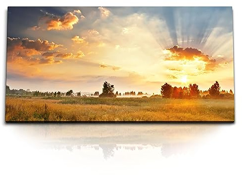 Paul Sinus Kunstdruck Bilder 120x60cm Landschaftsbild Natur Sonnenuntergang Abendrot