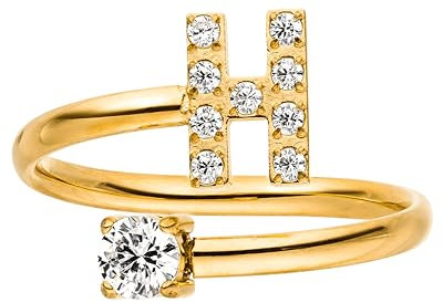 Purelei® Buchstaben Ring H – Damenring aus langlebigem Edelstahl – Wasserfeste Ringe – Verstellbare Ringe von Größe 50 bis 60 – Modeschmuck für deinen individuellen Look