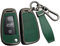 ontto Coque de clé de Voiture - Compatible avec Audi A1 A3 8P A4 A5 A6 A7 S3 S7 Q2 Q3 Q5 SQ5 C5 C6 TT RS3 - en Cuir synthétique - avec télécommande - 3 Boutons - Noir et Vert