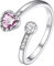 PROSILVER Bague Réglable Femme Argent 925, Bague Tourmaline Rose de Synthèse, Bague Argent Anneau Ouvert