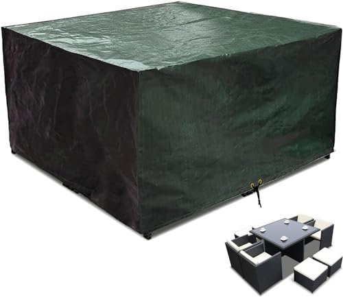 RICHIE Abdeckung für Gartenmöbel wasserdichte Schutzhülle Abdeckplane Atmungsaktiv Polyethylen für Gartentische Terrassenmöbel (Grün 200x200x90cm)
